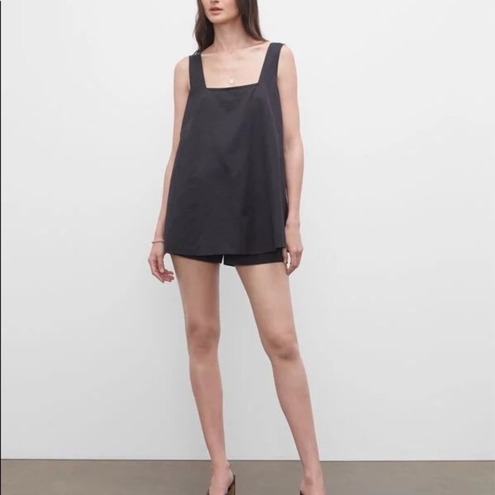 Club Monaco layered romper in caviar